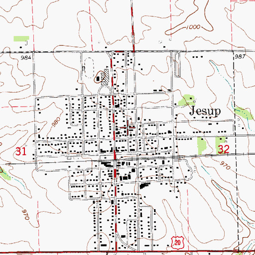 Topographic Map of Jesup Ambulance Service, IA