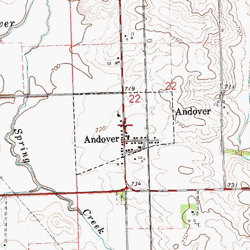 Topographic Map of Andover Ambulance Service, IA