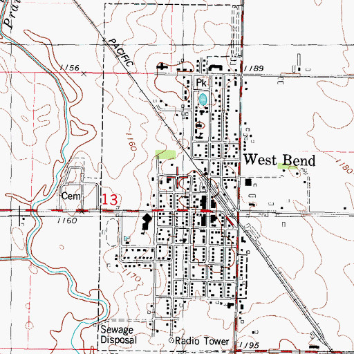 Topographic Map of Palo Alto Community Ambulance West Bend, IA