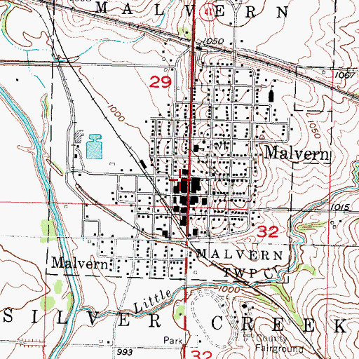 Topographic Map of Malvern Volunteer Rescue, IA