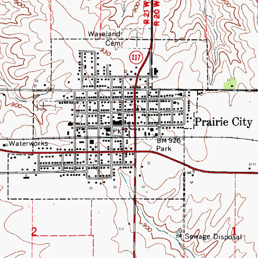 Topographic Map of Prairie City Ambulance, IA