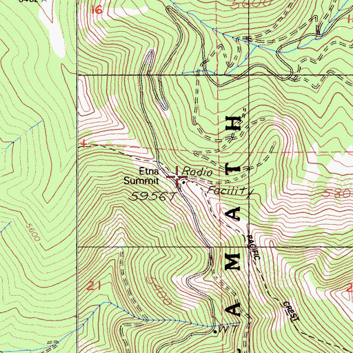 Topographic Map of Etna Summit, CA