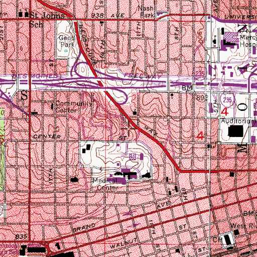 Topographic Map of Midwest Ambulance Service of Iowa Incorporated, IA