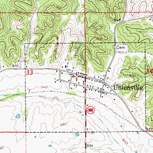 Topographic Map of Unionville First Responder, IA