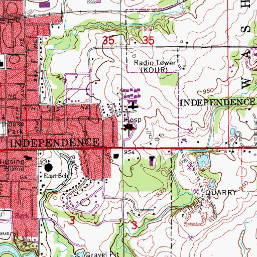 Topographic Map of Ambulance Service Buchanan County, IA