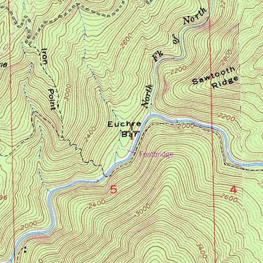 Topographic Map of Euchre Bar, CA