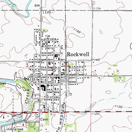 Topographic Map of Rockwell - Swaledale Emergency Medical Services, IA