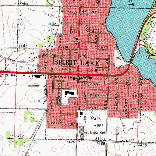 Topographic Map of Spirit Lake First Responders, IA