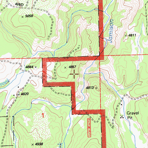 Topographic Map of Eureka Creek, CA