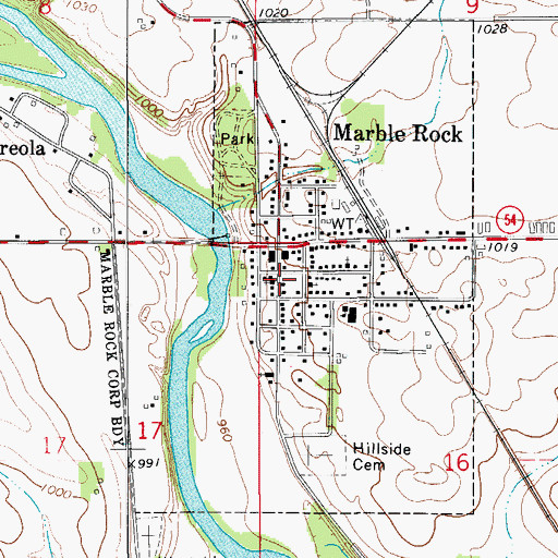 Topographic Map of Marble Rock First Responders Service, IA
