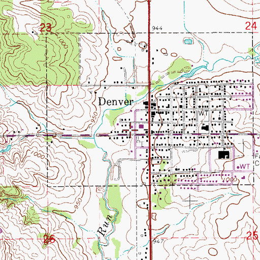 Topographic Map of Denver Ambulance Service, IA