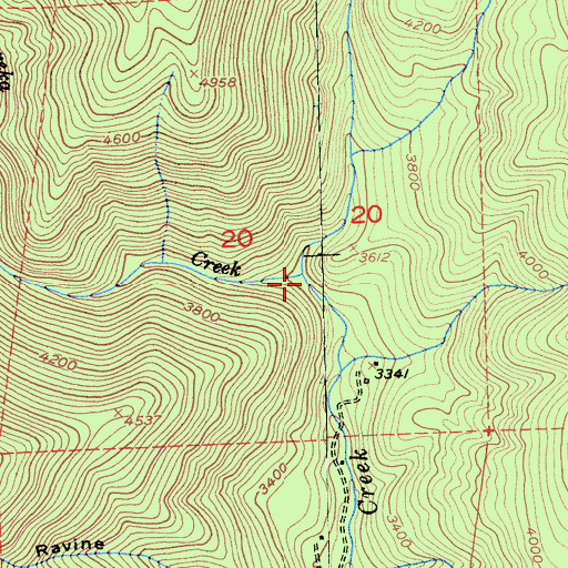 Topographic Map of Eureka Creek, CA