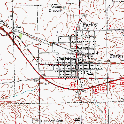 Topographic Map of Reiff Ambulance Service, IA