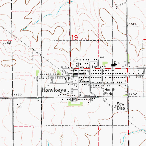 Topographic Map of Hawkeye First Response Team, IA