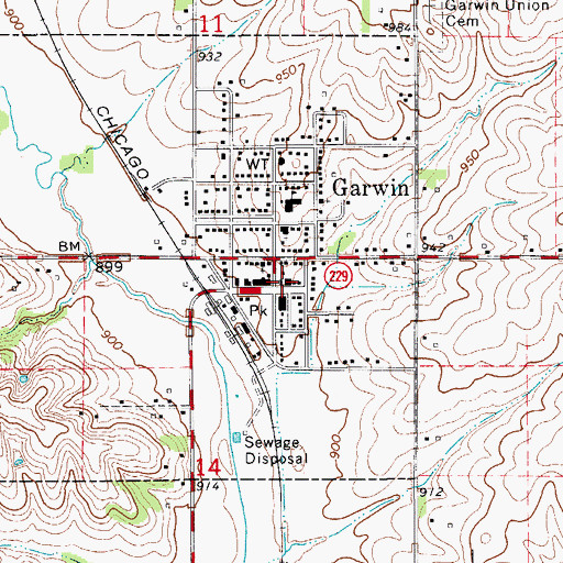 Topographic Map of Garwin Ambulance Service, IA