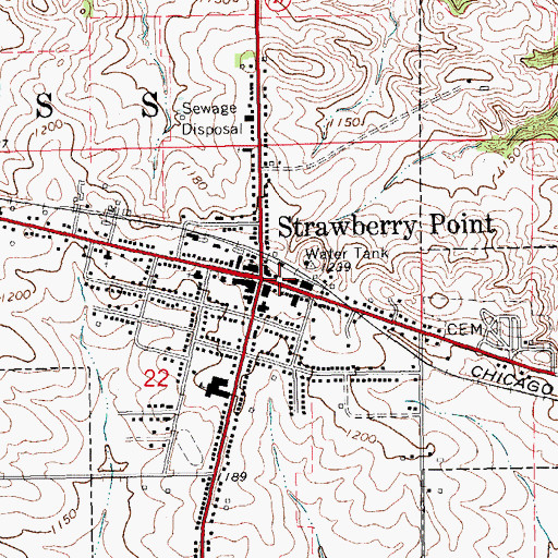 Topographic Map of Strawberry Point Ambulance Service, IA