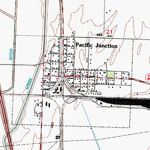 Topographic Map of Pacific Junction Emergency Center, IA