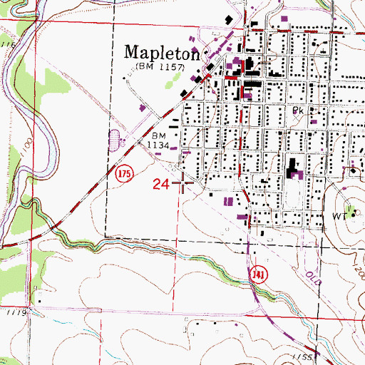 Topographic Map of Mapleton Ambulance Service, IA