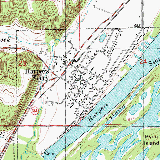 Topographic Map of Harpers Ferry Rescue Squad, IA