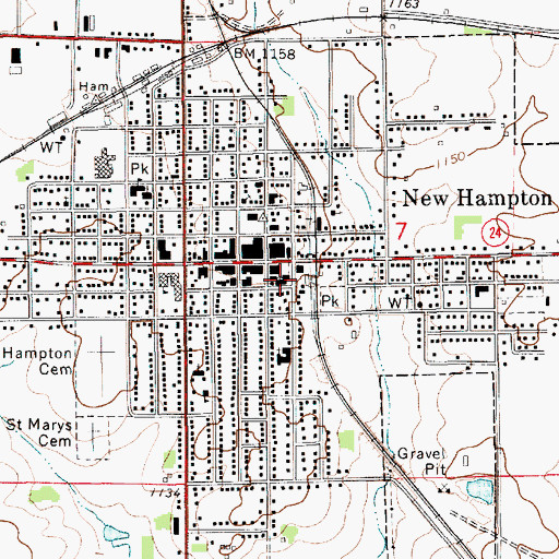 Topographic Map of Chickasaw Ambulance Service New Hampton, IA