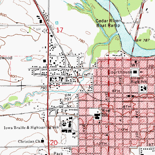 Topographic Map of North Benton Ambulance, IA