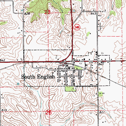 Topographic Map of South English First Responders, IA