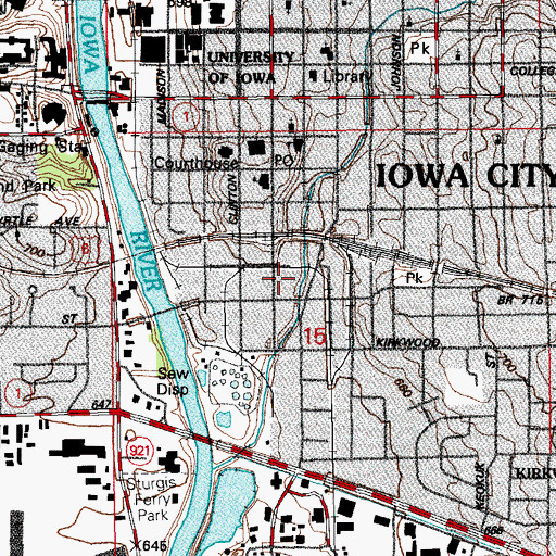 Topographic Map of Johnson County Ambulance, IA