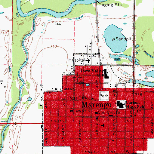 Topographic Map of Iowa County Ambulance Service, IA