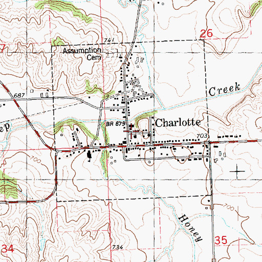 Topographic Map of Charlotte First Responders, IA