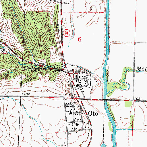 Topographic Map of Oto Community Ambulance Service, IA