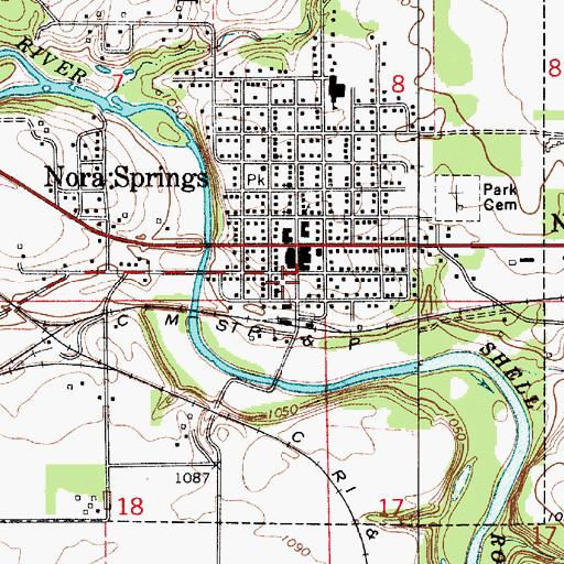 Topographic Map of Nora Springs Volunteer Ambulance, IA