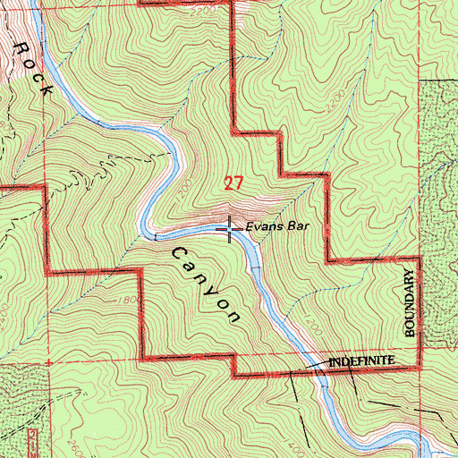 Topographic Map of Evans Bar, CA