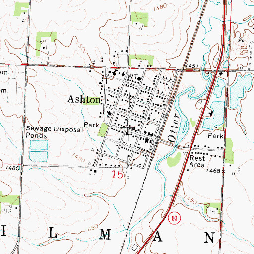 Topographic Map of Osceola County Ambulance Service Ashton Division, IA