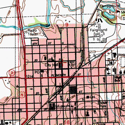 Topographic Map of Le Mars Ambulance Service Station 2, IA
