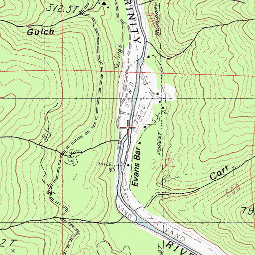Topographic Map of Evans Bar, CA