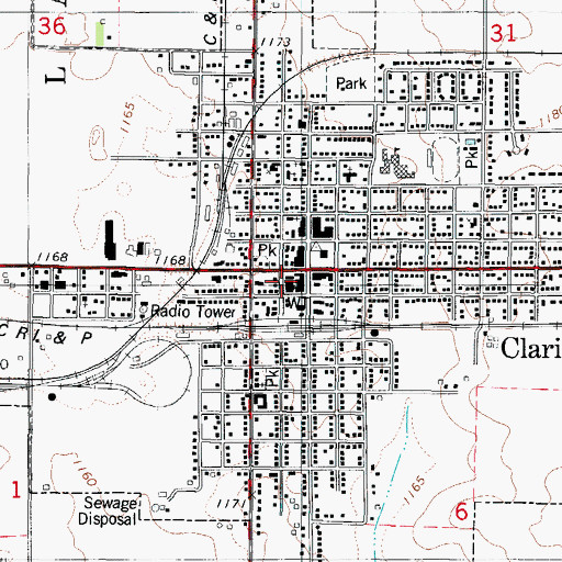 Topographic Map of Clarion Ambulance Service, IA