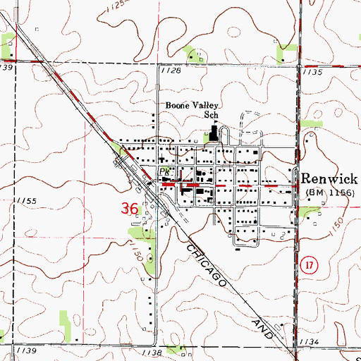 Topographic Map of Renwick Ambulance Service, IA