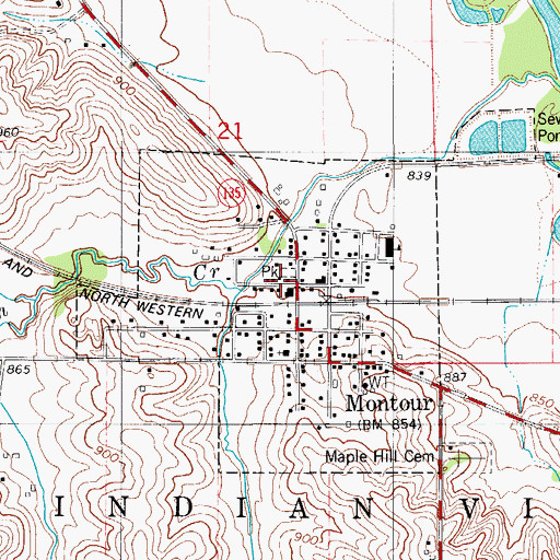 Topographic Map of Montour First Responders, IA