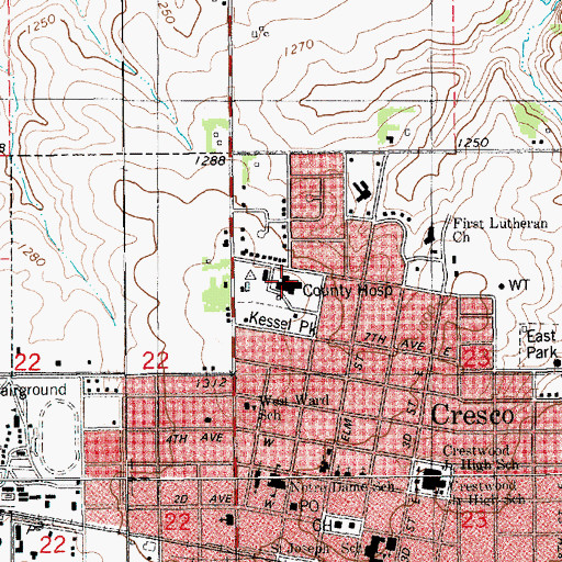 Topographic Map of Cresco First Responders, IA
