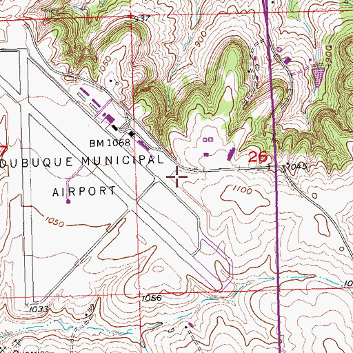 Topographic Map of Dubuque Regional Airport, IA