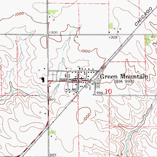 Topographic Map of Green Mountain First Responders, IA