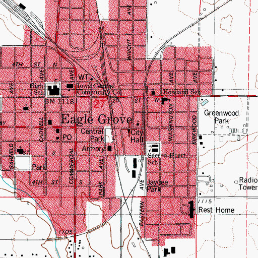 Topographic Map of Eagle Grove Department of Emergency Medical Services, IA