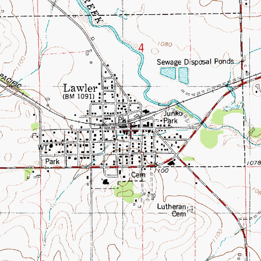 Topographic Map of Lawler First Responders, IA