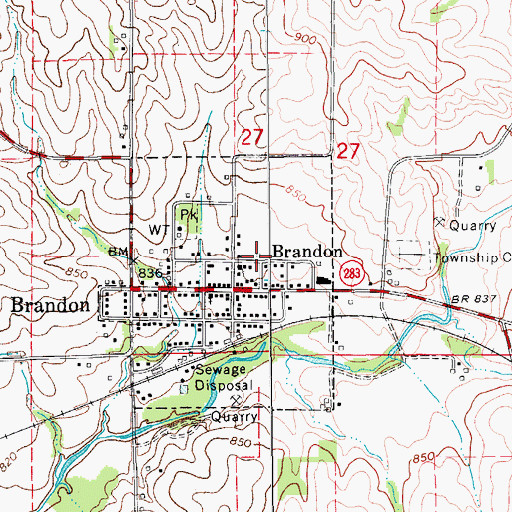 Topographic Map of Brandon First Responders, IA