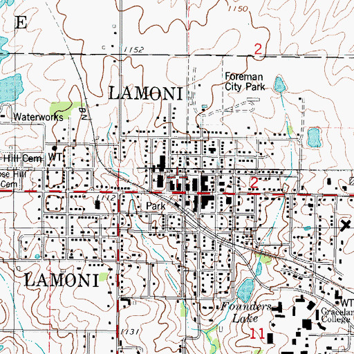 Topographic Map of Lamoni Emergency Medical Services, IA