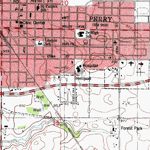 Topographic Map of Dallas County Emergency Medical Services, IA