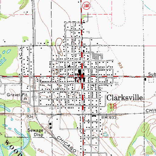 Topographic Map of Clarksville Ambulance Service, IA