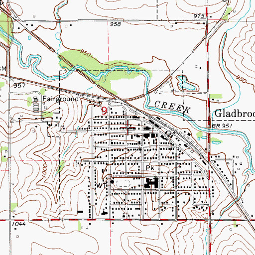 Topographic Map of Gladbrook Lincoln Ambulance, IA