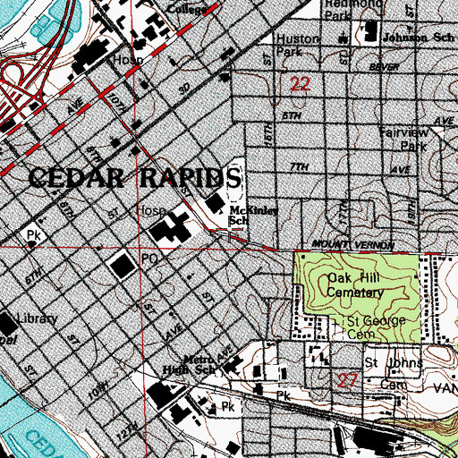 Topographic Map of Area Ambulance Service, IA