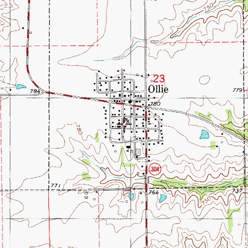 Topographic Map of Ollie Quick Response Service, IA